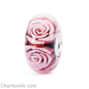 Charm glass hoa hồng Trollbeads GT001